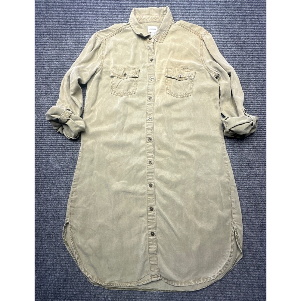 Sneak Peek Tencel Shirt Dress Women S Tan Long Sleeve Button Down SP-J3473 SG